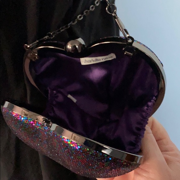 💜 Glitter Heart shaped purse with shoulder chain - Picture 2 of 4